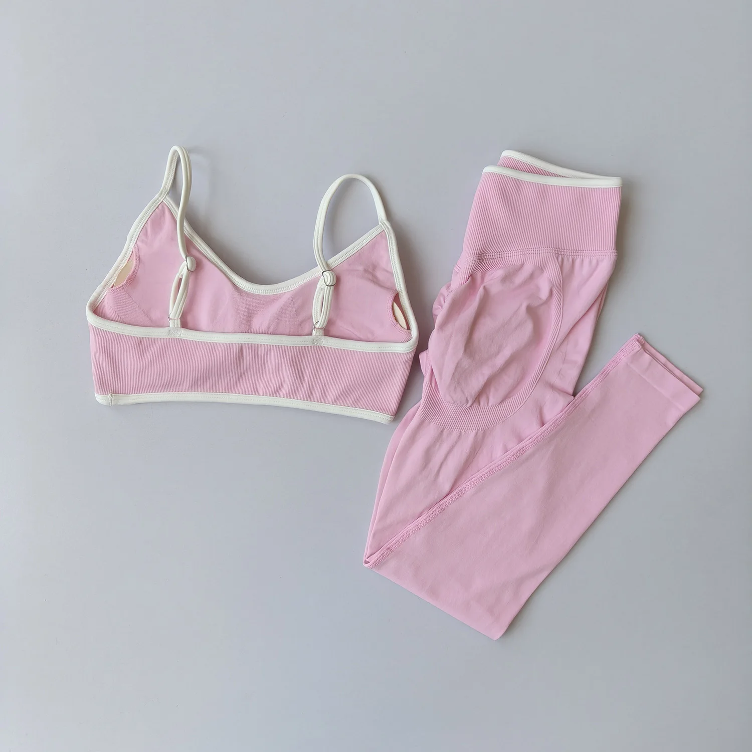 Nahtloses Fitness-Set für Damen, Trainingsanzug, Yoga-Sets, Sportbekleidung, Workout-Leggings mit mittlerer Taille, Sport-BH, Fitnesskleidung, Fitnessanzug – Detail 18