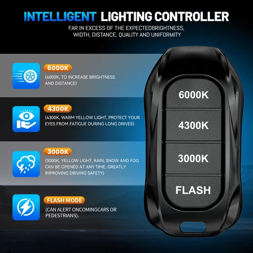 Imagen 2 del producto Faros LED tricolor de alta potencia con control remoto H1 H11 9005 9006 H7 LED Blud H4 Canbus y ventilador de refrigeración, accesorios para coches, 2 uds.