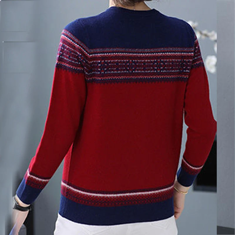 Autumn Winter Patchwork Y2K Ethnic Style Button Sweaters Women Loose Casual Warm Knitting Lady Jumpers Fashion Elegant Clothes