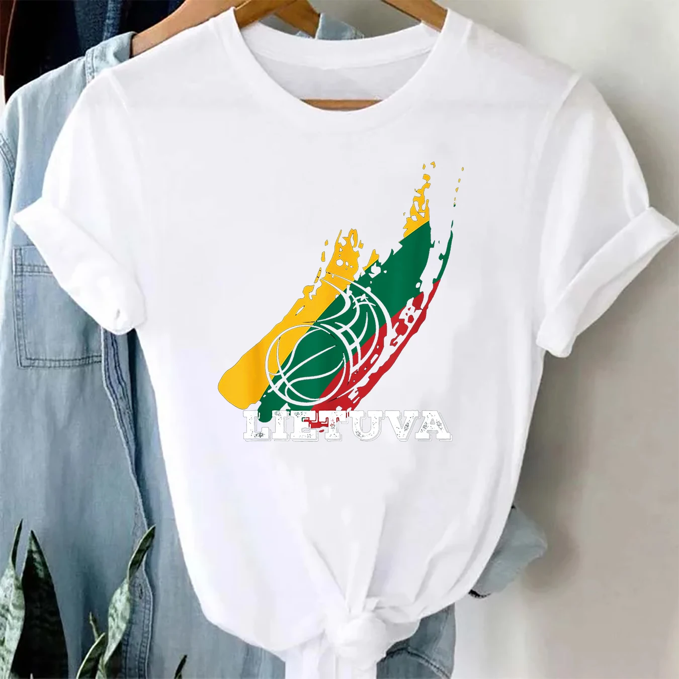 Lithuania Lietuva Basketball T Shirt Summer Fashion Short Sleeve TShirt Printed Tee O-Neck Casual T-Shirt Women Clothing Tops