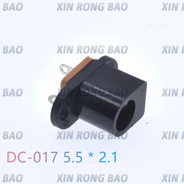 10Pcs High-Quality DC Power Socket 3-Pin with Ear Screw Hole Vertical Straight Plug 2.0 round Pin Female Base 5.5x2.1mm