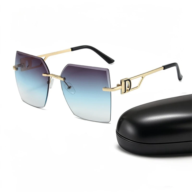 

Rimless Square Frame Sunglasses For Men Women Brand Design Luxury Big Gradient Metal Sun Glasses Fashion Vintage Eyewear 2025