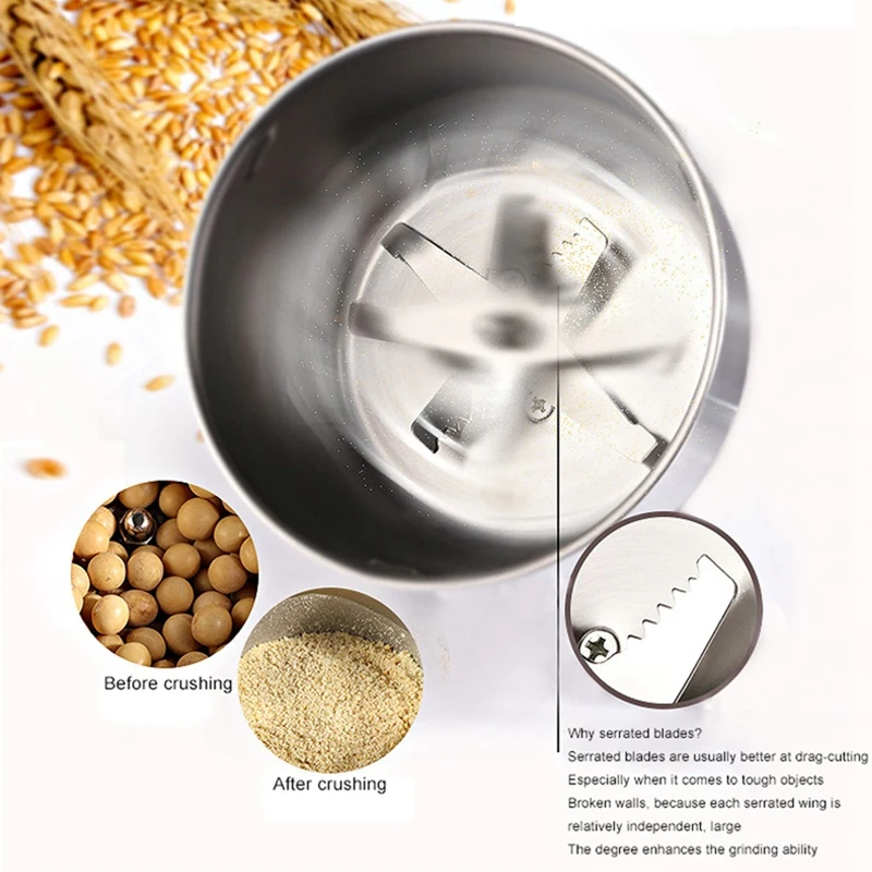 Coffee Grinder Electric Portabl Household Pepper Legumes Bean Grinding Machine Stainless Kitchen Grain Chopper