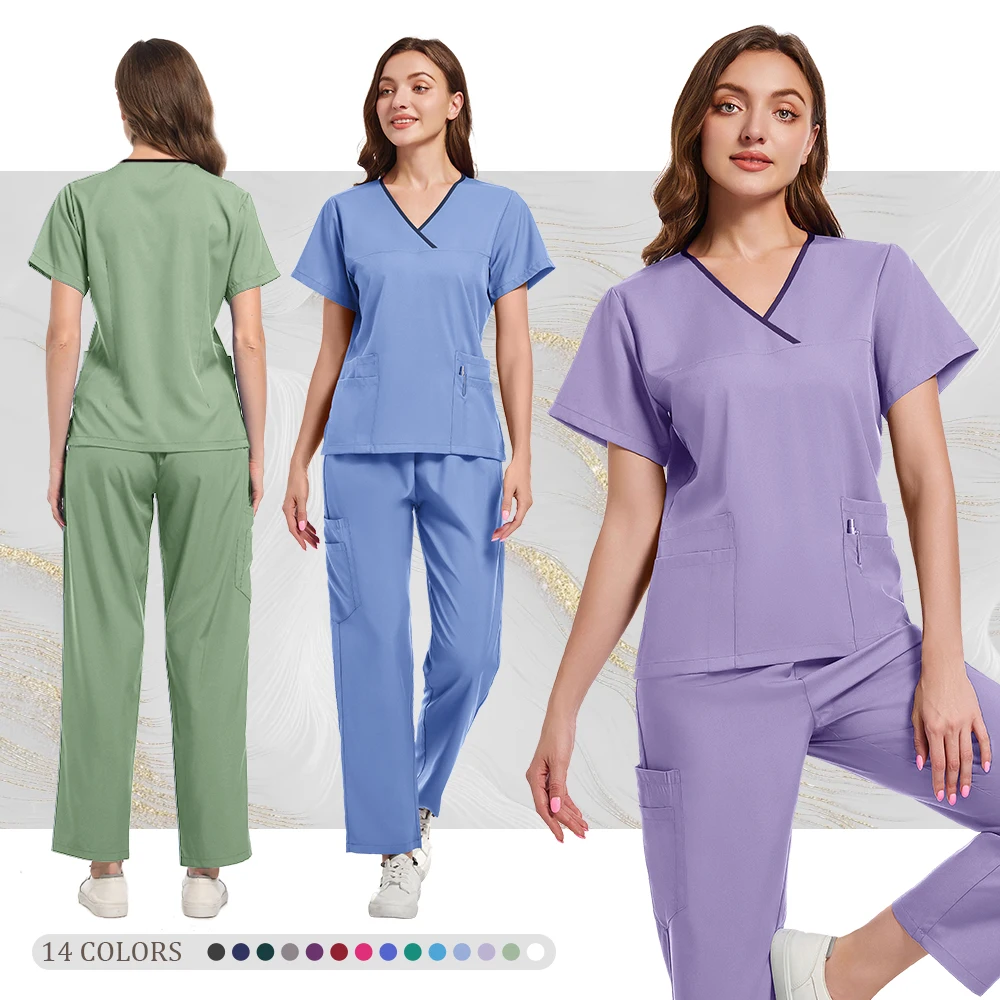 High quality color doctor nurse uniform scrubbing set Medical clothing Beauty salon work quick drying women's medical