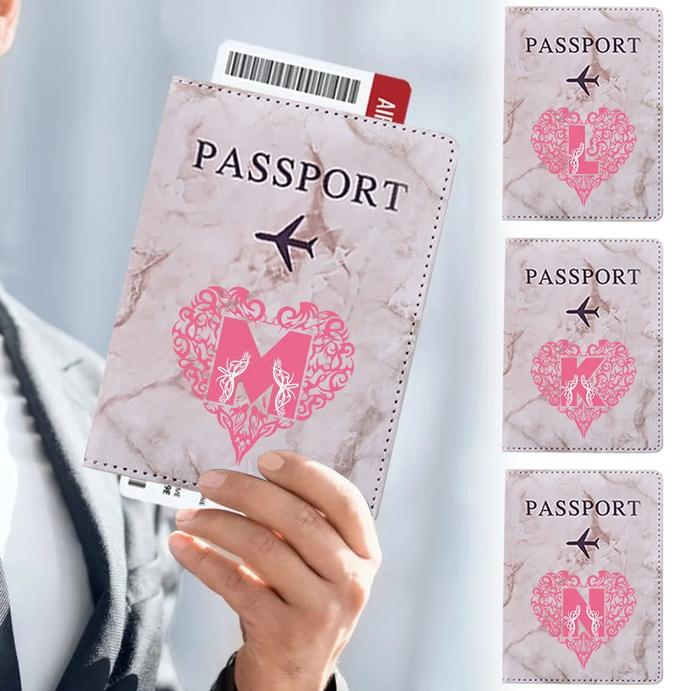 

PU Leather Passport Cover Card Holder Wallet Lightweight Travel Accessories for Flight Love Letter Pattern Series