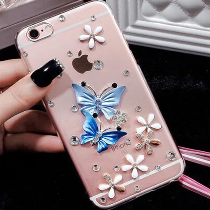 Butterfly Diamond Flower Rhinestone Case For IPhone 17 16 15 14 11 12 13 15 Pro Max 16 Pro Max Phone Case