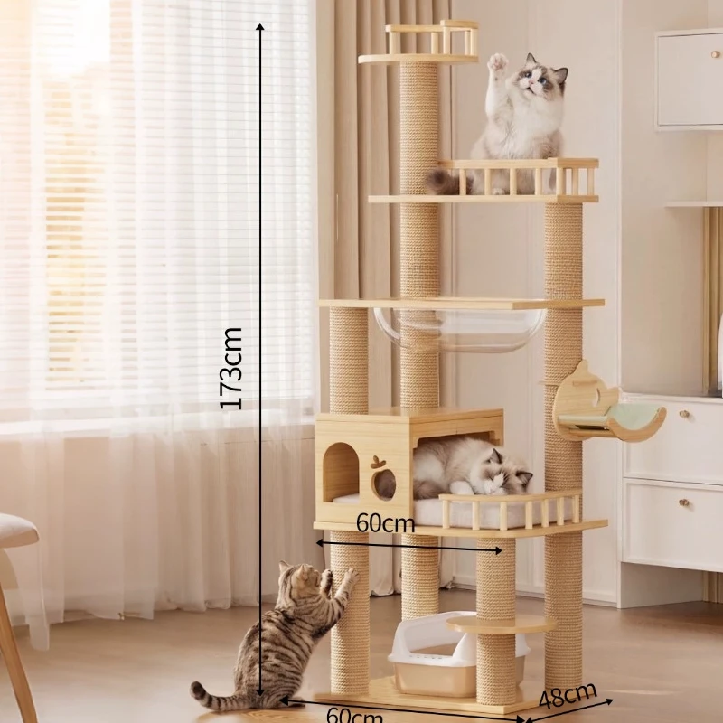 

Toys Sandbox Cat Tower Supplies Things Indoor Wooden Cat Tower Modern Goods Accessories House Arranhador Para Gato Home Decor