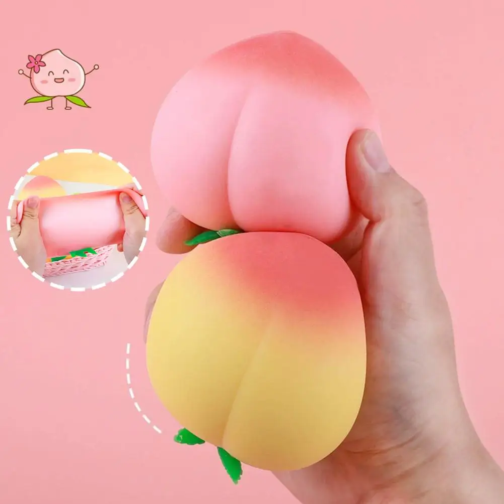 Weiches Pfirsich-Frucht-Squishy-Spielzeug – Langsam aufsteigendes Stressabbau-Spielzeug für Kinder & Erwachsene, Quetschbares Anti-Angst-Sensorik-Fidget-Spielzeug als Heimdekoration