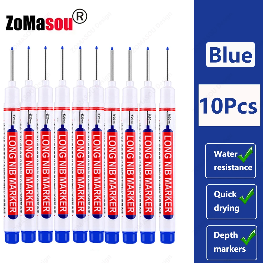 1–100 Stück 2 cm wasserdichte Marker mit langem Kopf, tiefes Loch, Markierungsstift für Metall, Schreiner, rot/schwarz/blau/grüne Tinte, Holzbearbeitungswerkzeuge