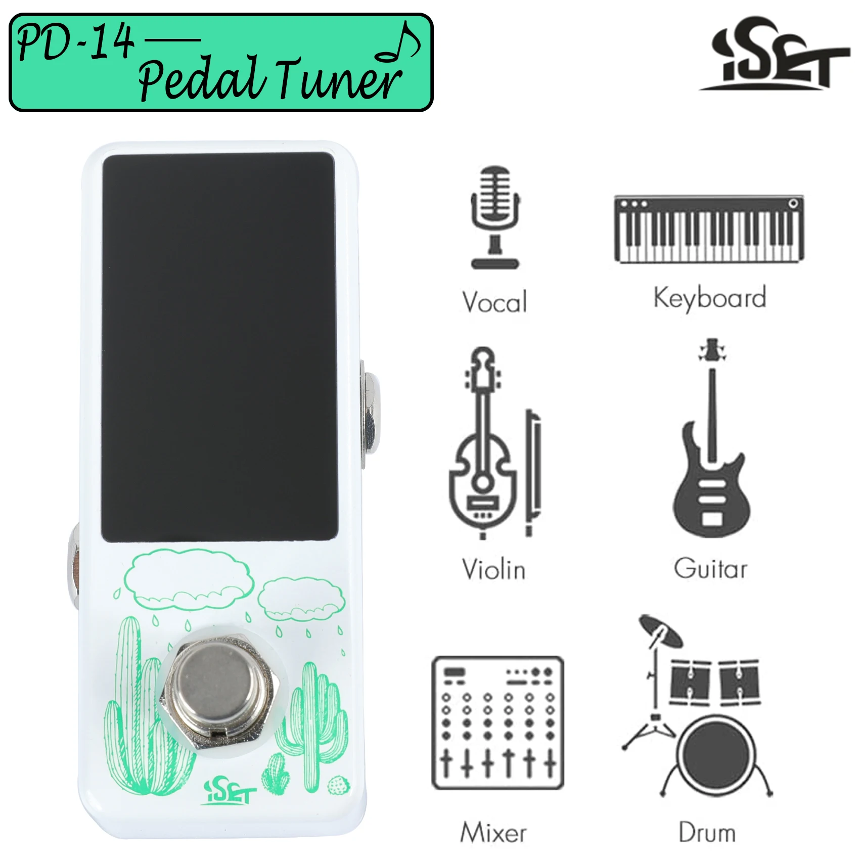 

Педаль гитарного тюнера ISET, высокоточная хроматическая автоматическая педаль с ЖК-дисплеем, гитарная бас-гитара Volin True Bypass, аксессуары для гитары