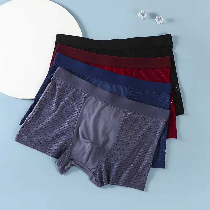 Banboo Fiber Men Underwear Male boxer Solid Panties Shorts Men's Underpants Breathable Intimate Man boxers 4pcs