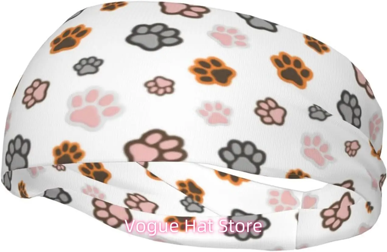 

Dog Paw-05 Cat Paw Print Headbands Non Slip Sweatband Fashion Summer Hair Bands for Tennis,Basketball,Running,Gym,Working Out