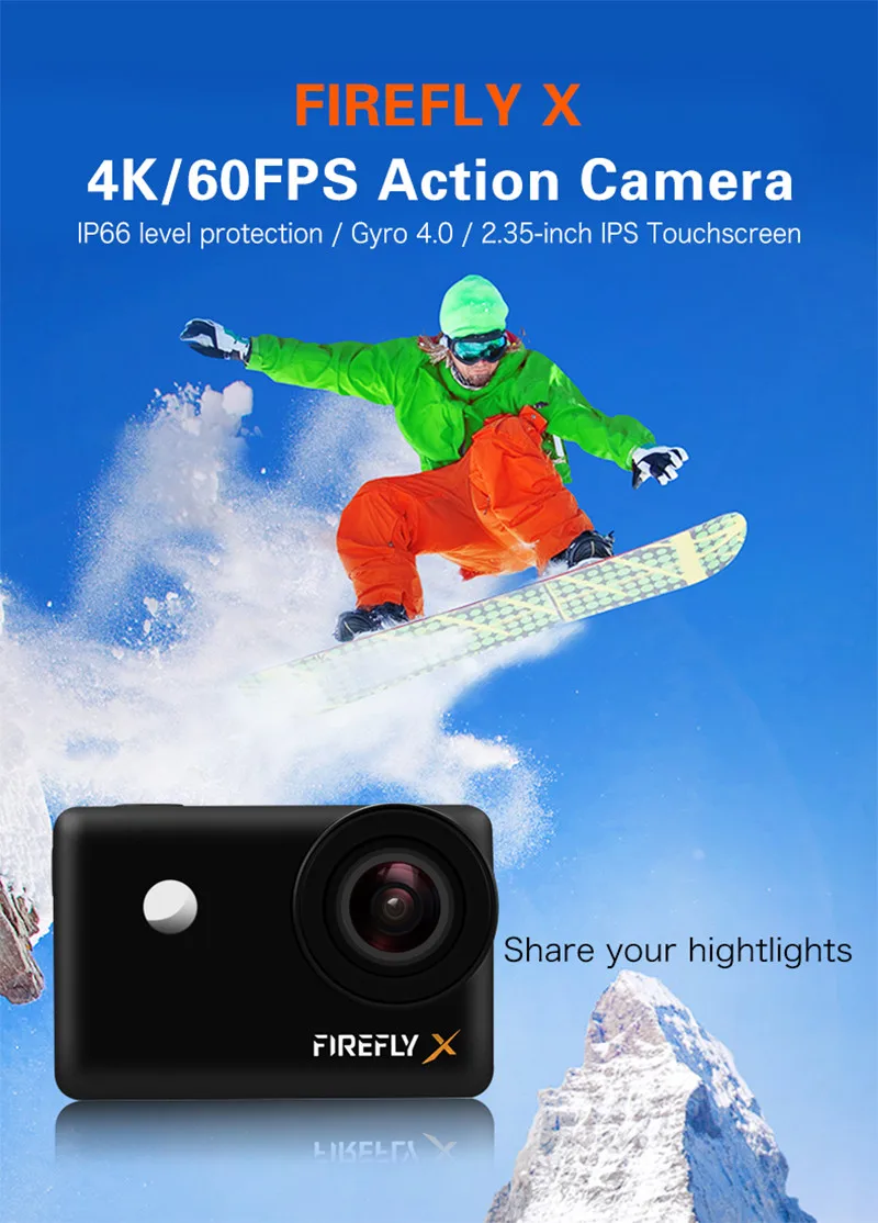 Firefly X/XS WIFI FPV 4K Action Camera Sports Camera Waterproof Anti-shake 7x Zoom Touch Aerial Camera