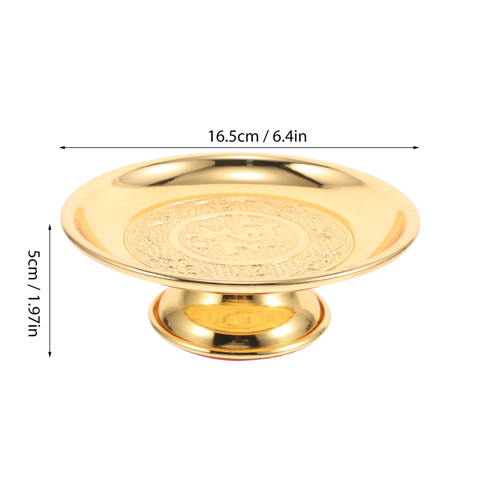 Wedding Fruit Plate Golden Stainless Steel Temple Offering Altar Blessing Bowl Round Serving Platter Ritual Ceremony Decoration