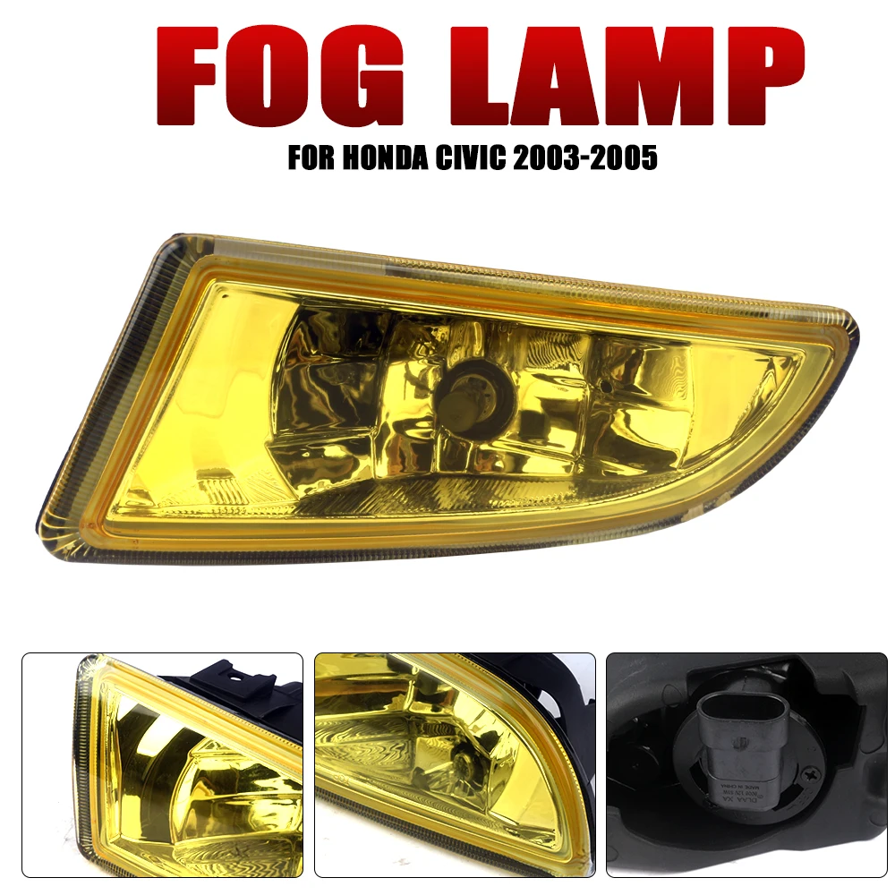 Front Bumper Fog Lamp Upgrade Kit FOR HONDA CIVIC 2003 2004 2005 Version Additional Foglight Set Switch + Wiring - Image 4