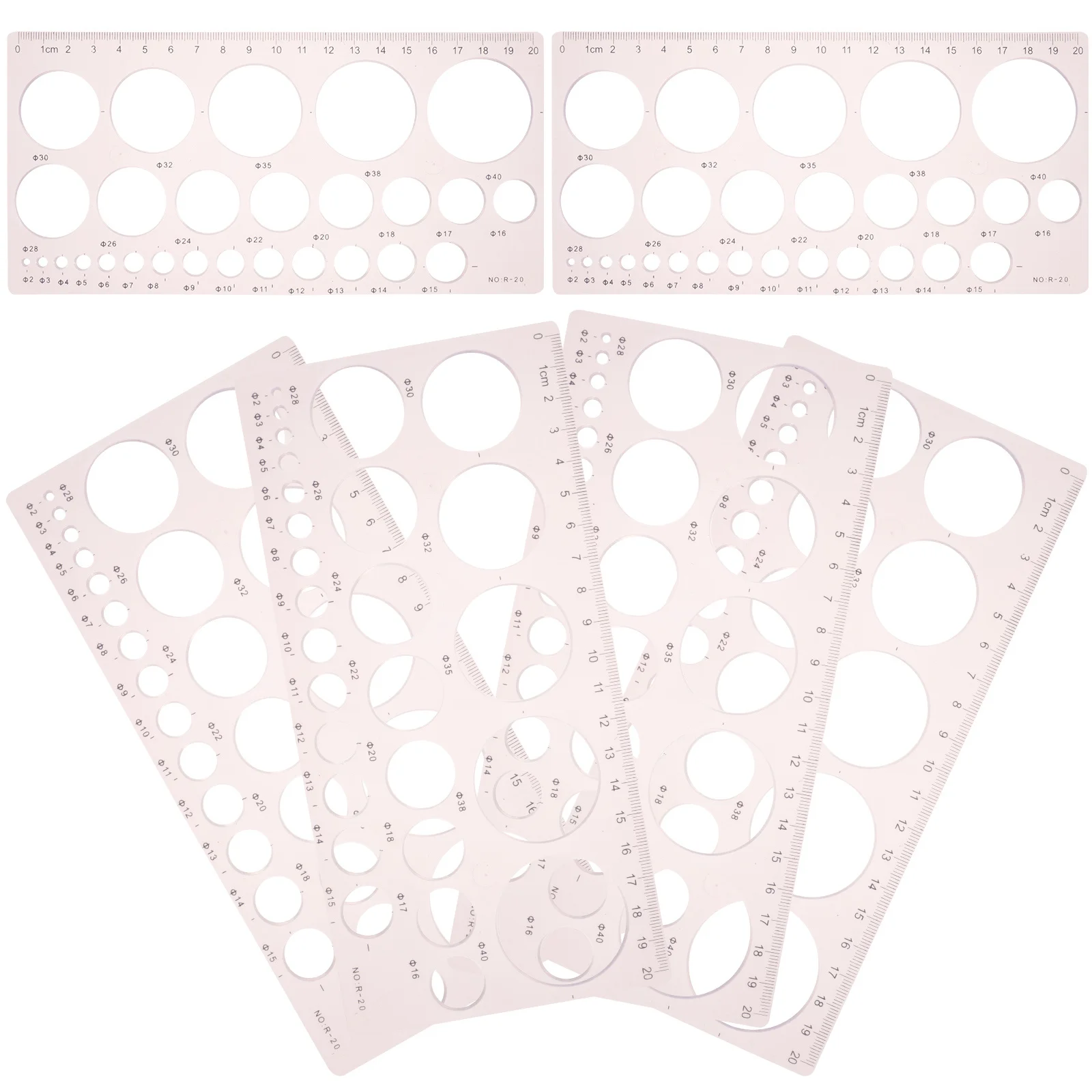 6Pcs Multi-Functional Geometric Drawing Templates Plastic Rulers Lightweight Stencils for Architecture