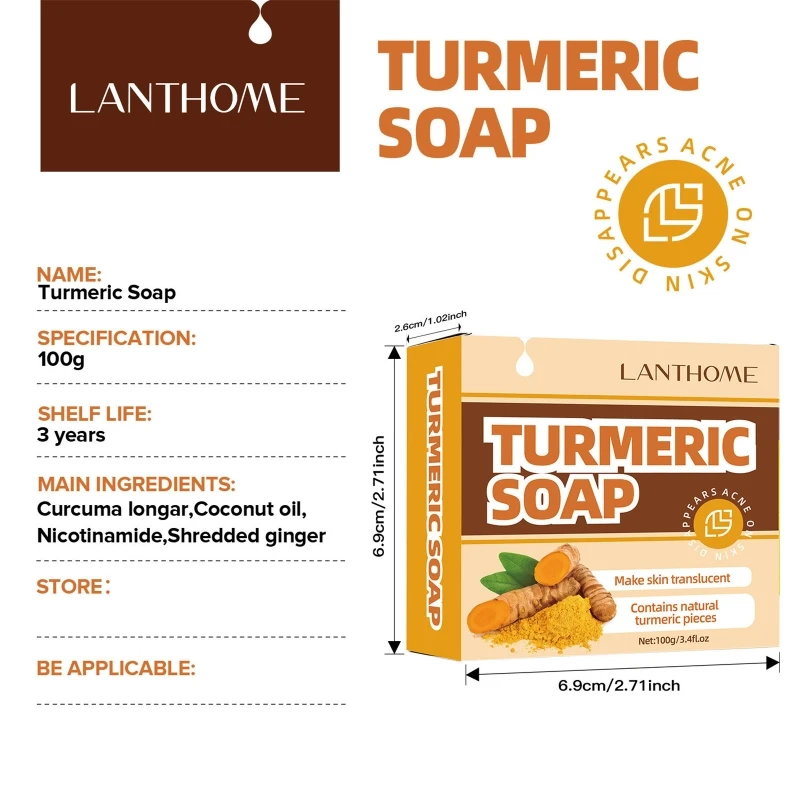 100g Turmeric Soap Bar for Face,Body,Acnes ,and Sensitive Cleansing Soap