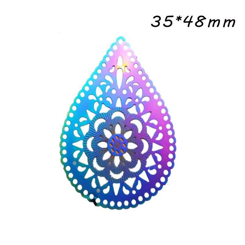 

6pcs/Lot New Stainless Steel Super Thin Charm Pendants Computer Etching Charm Filigree Stamping Jewelry DIY Finding Charms