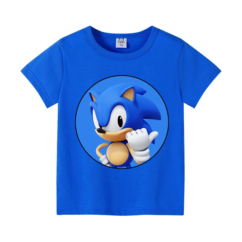 New Sonics T-shirts for Children Cartoon Anime Graphic T Shirts Boys Casual Sports Short Sleeves Tops 2024 Summer Kids Clothes