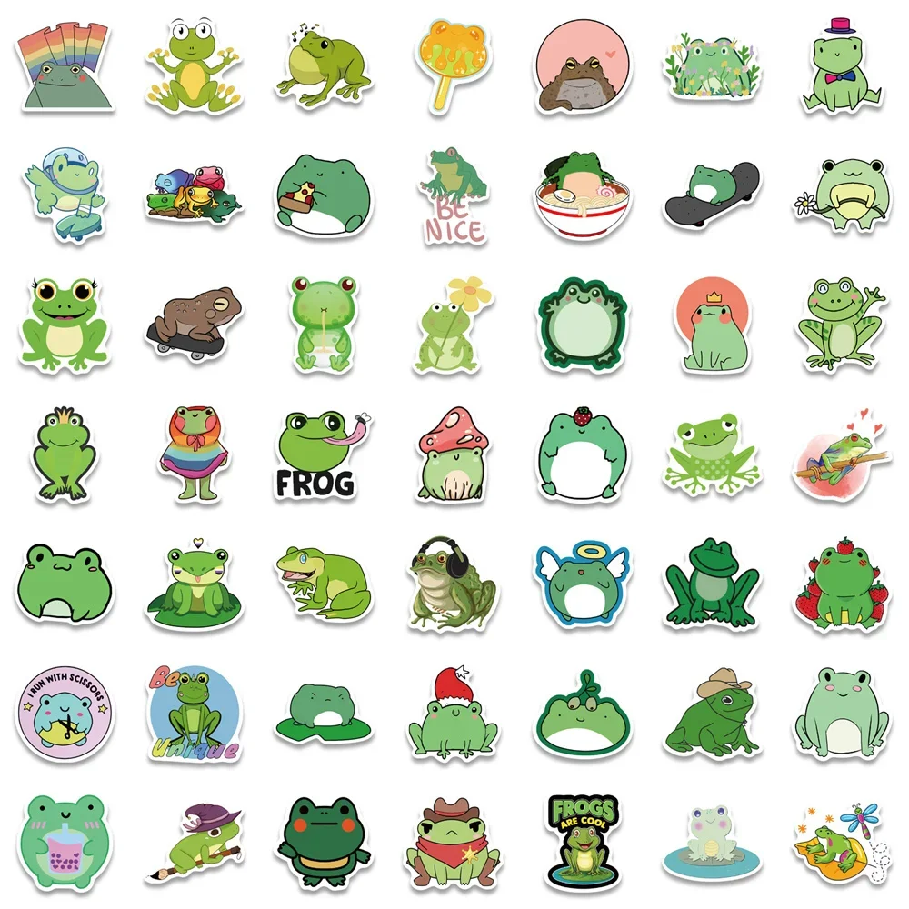 10/30/50PCS Cartoon Cute Frog Graffiti Waterproof Sticker Creative Decorative Decal Refrigerator Water Cup GuitarHelmetWholesale