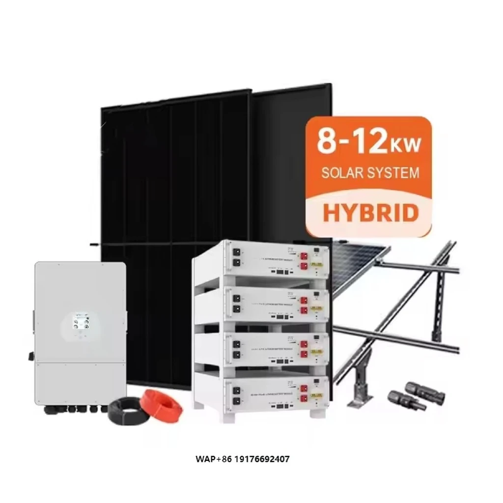 Deye 8Kw 10Kw 12Kw Battery Hybrid Home Solar Energy Storage System Set Complete Black Solar Panel Kit CAN Communication IP65