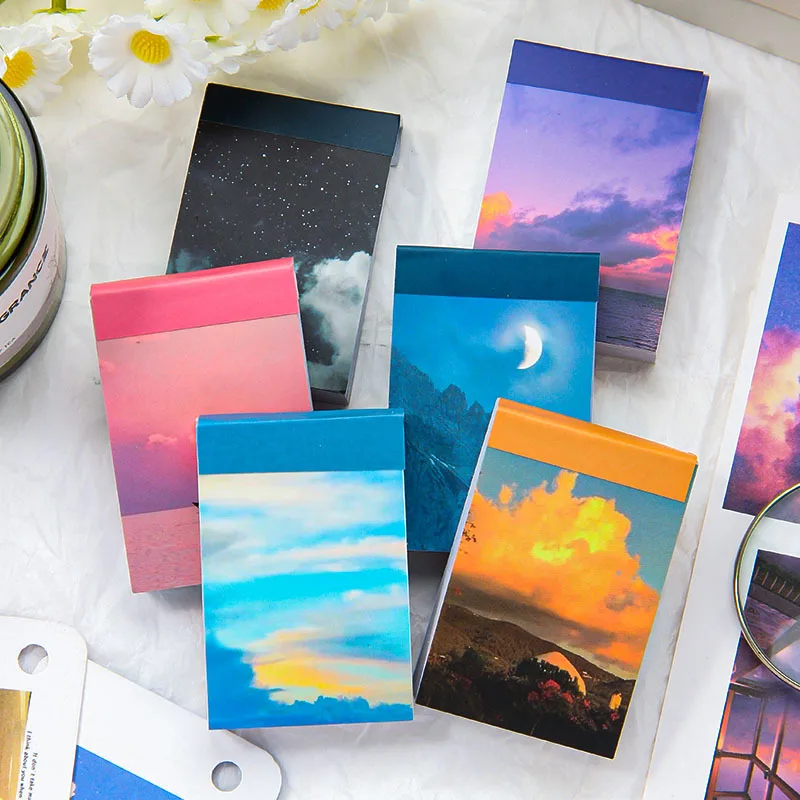 50 Sheets Starry Sky Landscape Sticker Book, Healing Dreamy Night Scenery, Journal DIY Scene Collage Decor Material