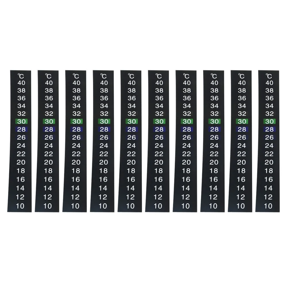 

10pcs Liquid Crystal Thermometer Strip For Fish Tank Aquarium Reptile Box 10- Degree Indoor Temperature Indicator Waterproof
