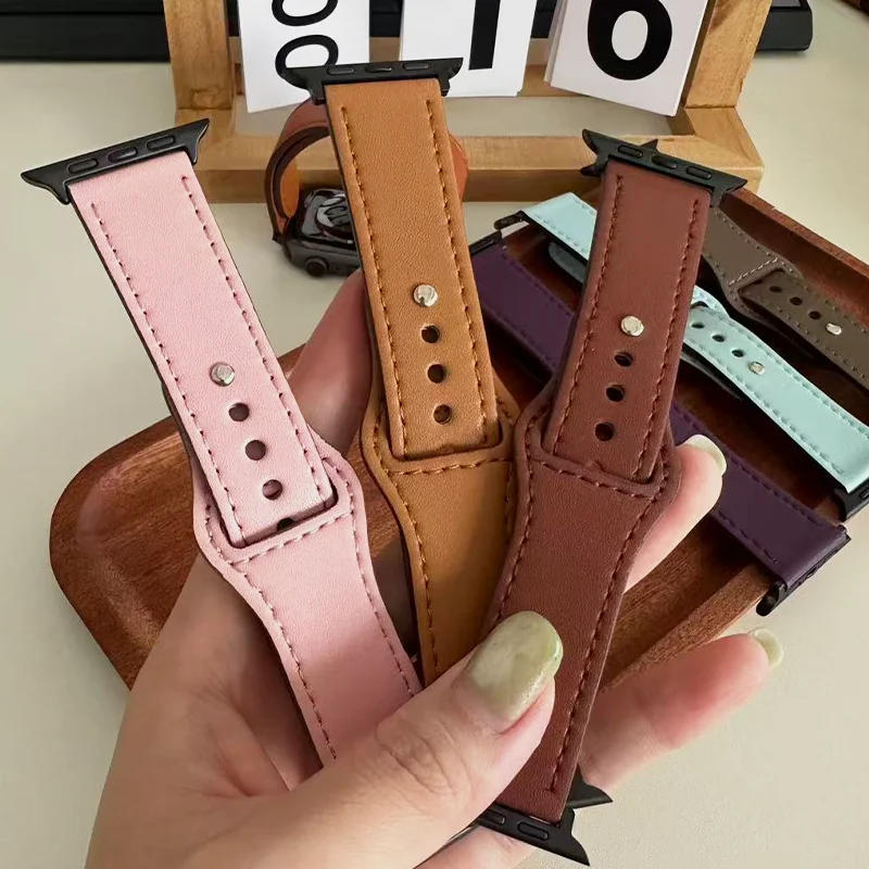 Leather band For Apple watch straps 44mm 41mm  42mm 46mm 40-44mm 45mm sport bracelet iWatch series 11 10 9 8 7 4 5 6 se Ultra 3