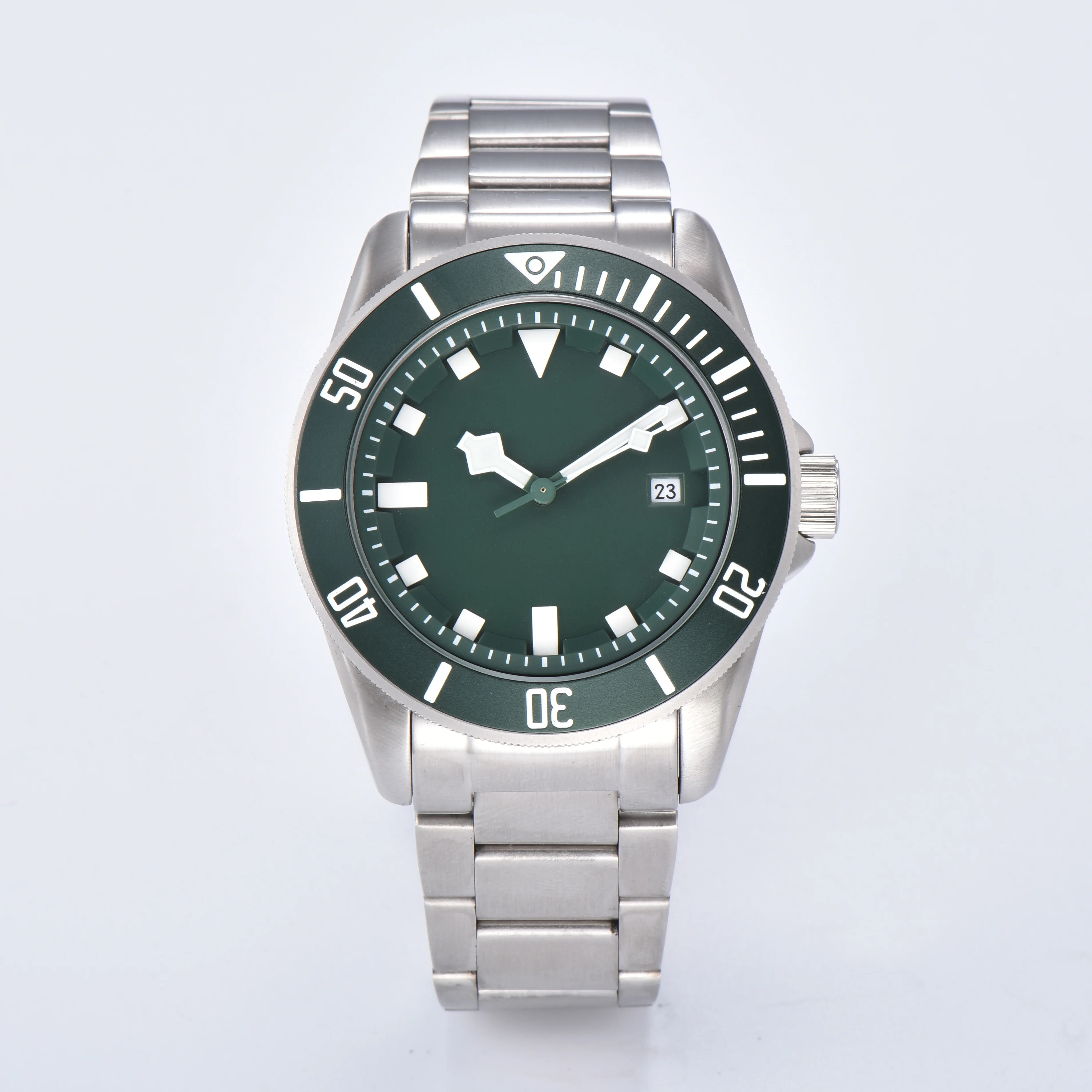 42.5 مللي متر Miyota8215 ساعة 8215 قرص أزرق أخضر مضيئة الأيدي 8215 حركة 22 مللي متر حزام من الفولاذ المقاوم للصدأ ساعة مخصصة للرجال