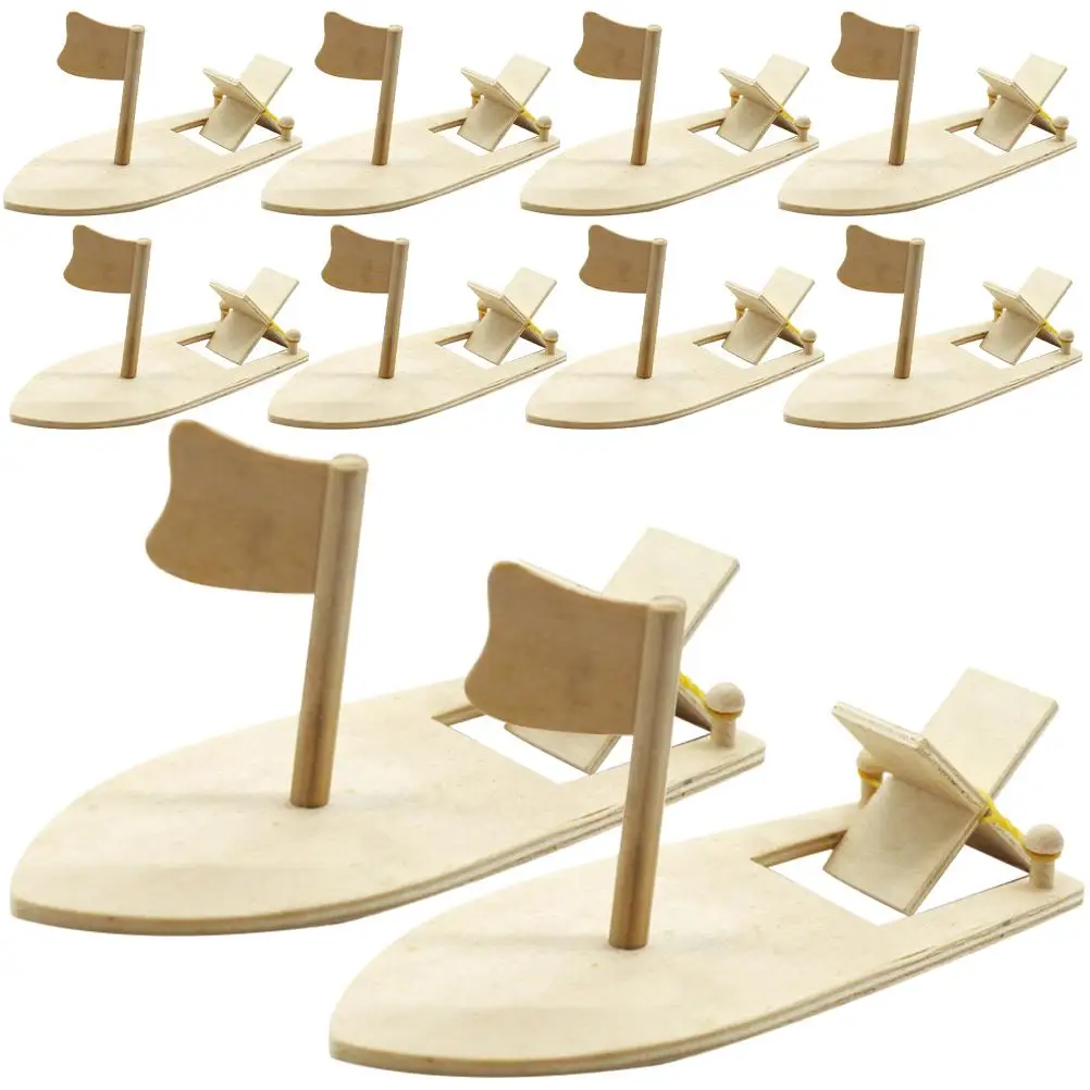 

10 Pcs Wooden Sailboat Model Kit Kids DIY Crafts Paintable Toy Boat Home Decor School Party Craft High Grade Material Safe Child