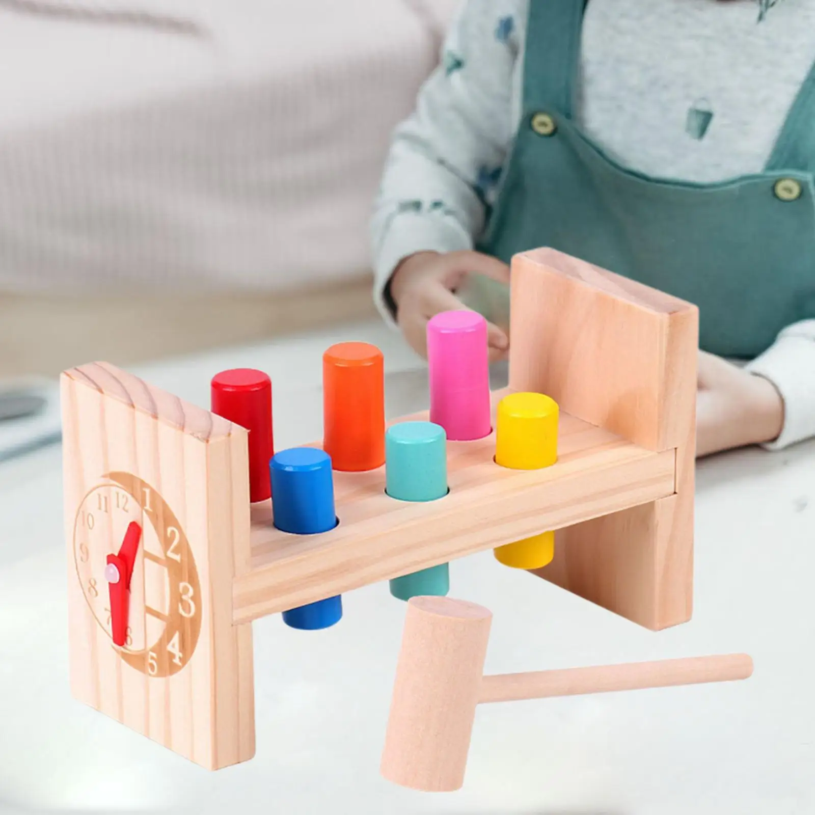 Giocattolo del martello di legno con il colore del martello cognizione giocattolo di sviluppo delle abilità motoristiche fini per le ragazze dei bambini dei bambini