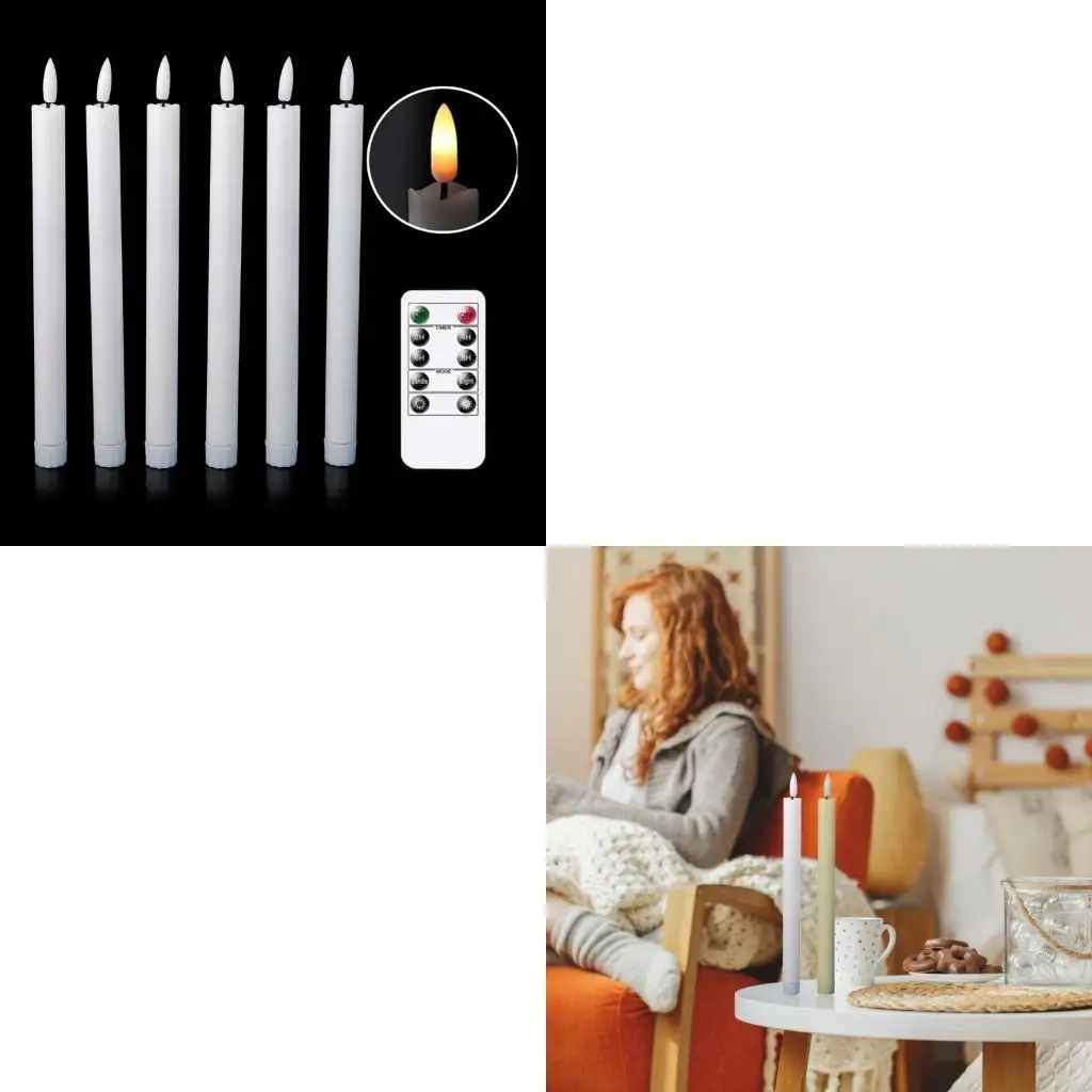 

G8TB Набор из 6 беспламенных светодиодных свечей с дистанционным управлением и эффектом настоящего воска, энергосберегающие для
