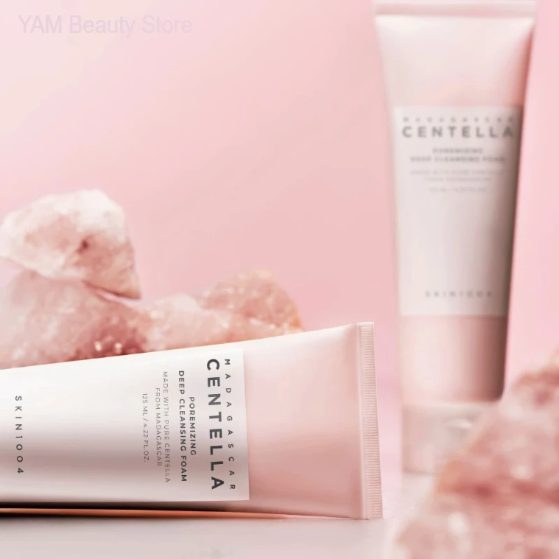 Kit de limpeza facial madagascar centella espuma, óleo de limpeza suave e porosização rápida argila vara máscara dupla conjunto de limpeza