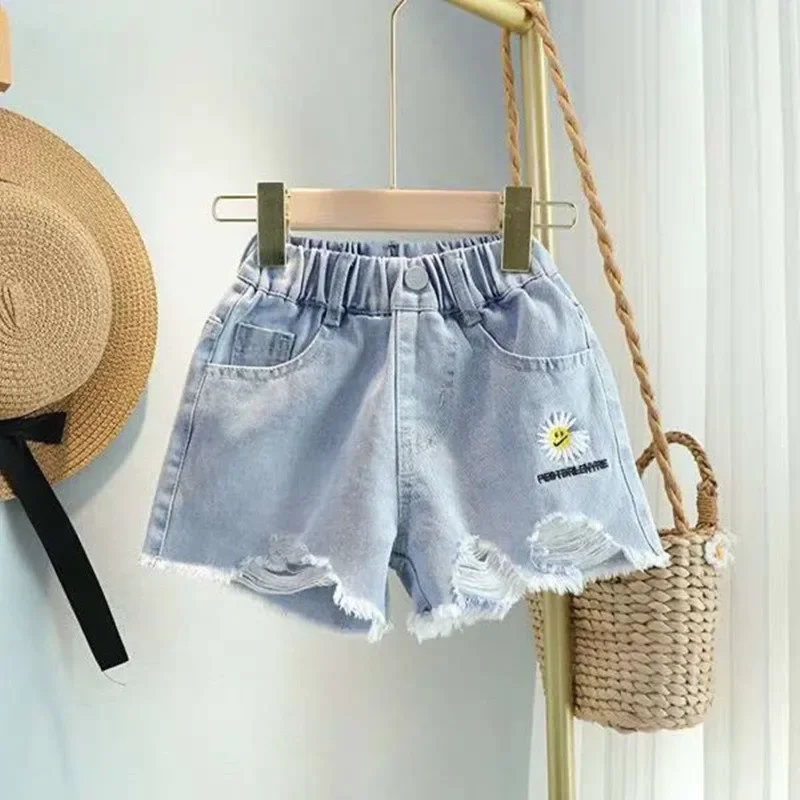 

Fashion Korean Thin Comfortable Children's Leisure Suit Summer Denim Shorts Baby Girl