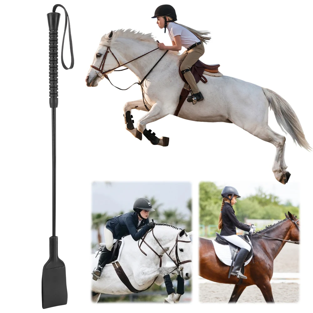 21Inch Riding Crop with Handle Equestrian Training Horse Whip PU Leather Outdoor Portable Pointer for Horses
