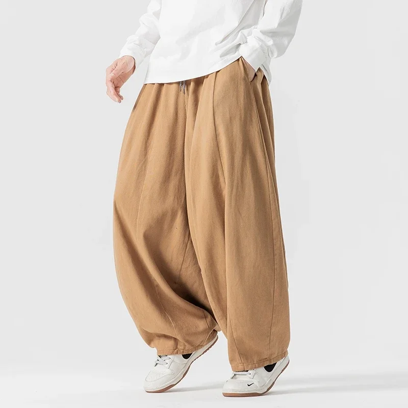 Men Casual Pants Fall Japanese Styles Loose Vintage Warm Men's Lantern Pants Male Oversize Fashion Wide Leg Trousers Streetwear