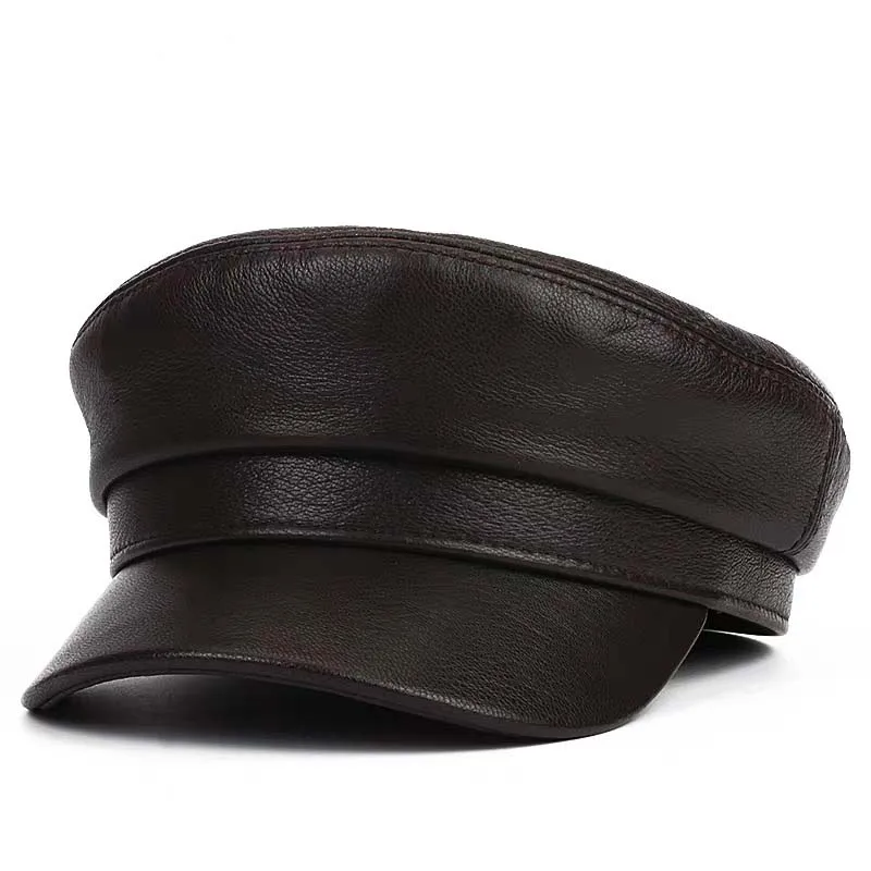 2025 Cappelli militari in vera pelle da uomo/donna invernali unisex streetwear berretti neri aderenti con berretto militare Gorro da esterno