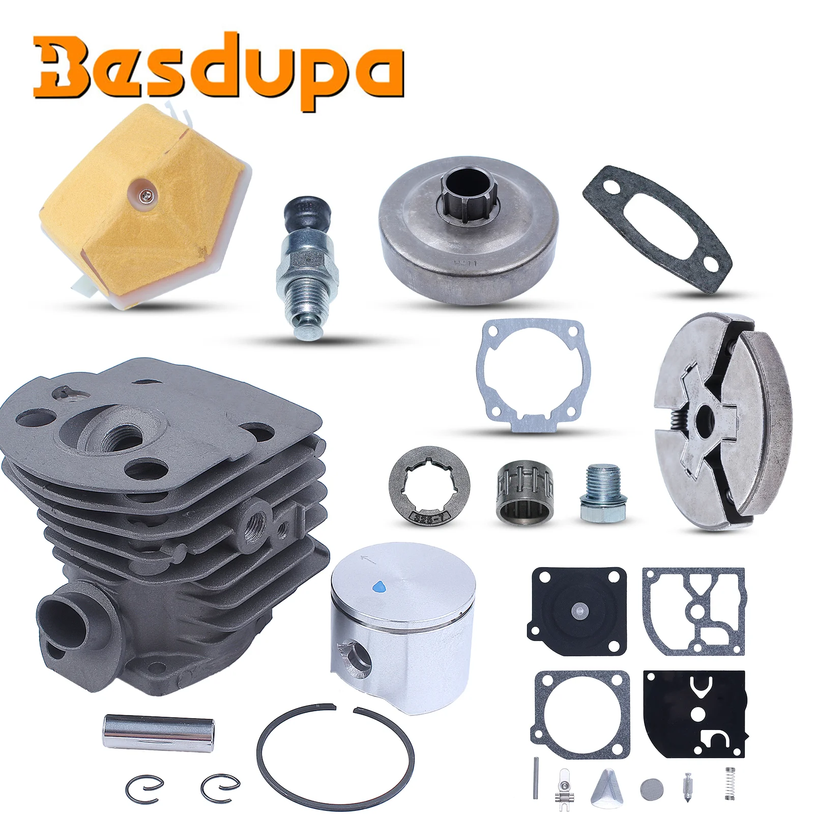 

45mm Cylinder Piston Clutch Drum Kit For Husqvarna 55 51 50 Chainsaw 325" 7T Sprocket Bearing Chainsaw Engine Motor Parts