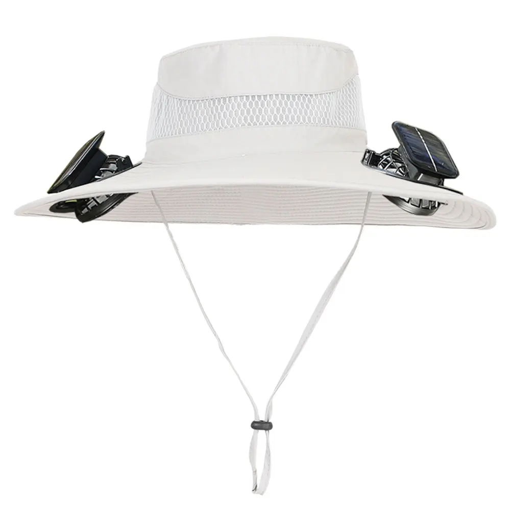 

Solar Fan Hat Sun Hat with 2 Solar Fan Wide Brim Bucket Hat Fisherman Hat for Men Outdoor Camping Fishing Hiking