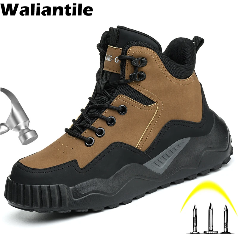 

Waliantile Waterproof Safety Boots For Men Construction Anti-smashing Work shoes Puncture Proof Indestructible Safety Boots Male