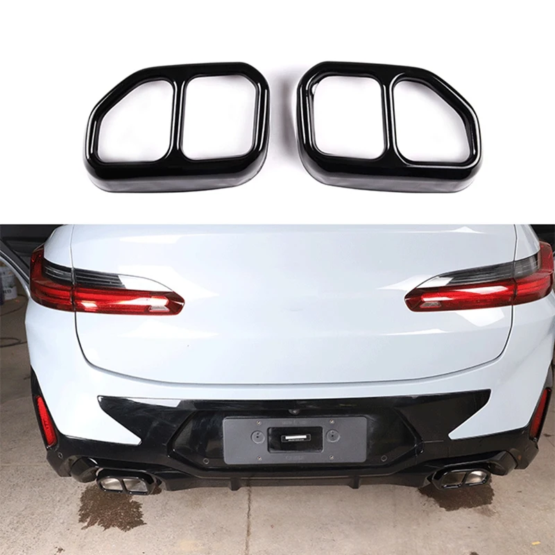 Stainless Steel Car Rear Tail Throat Decor Frame Car Exhaust Pipe Trim Cover For-BMW X3 X4 G01 G02 2022+