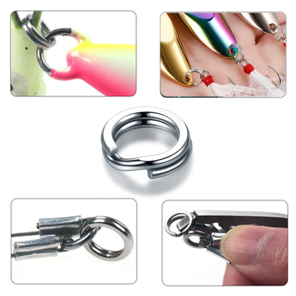 50 teile/schachtel Edelstahl Split Ring Angeln Doppel Oval Split Ring Solide Ring Zubehör Für Angeln Haken Snap Locken Swivel