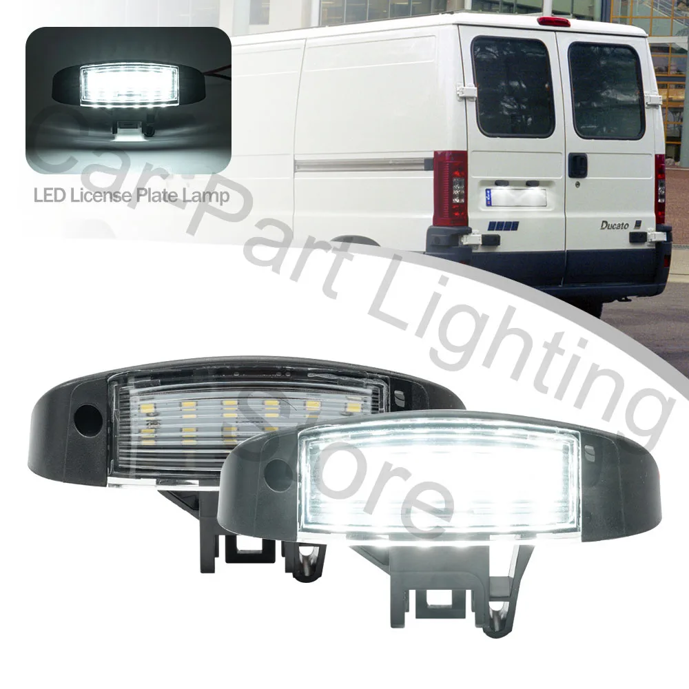 2Pcs LED License Number Plate Light For Fiat Ducato Kasten Bus Van 2000 2001 2002 2003 2004 2005 2006 Rear Plate Lamp