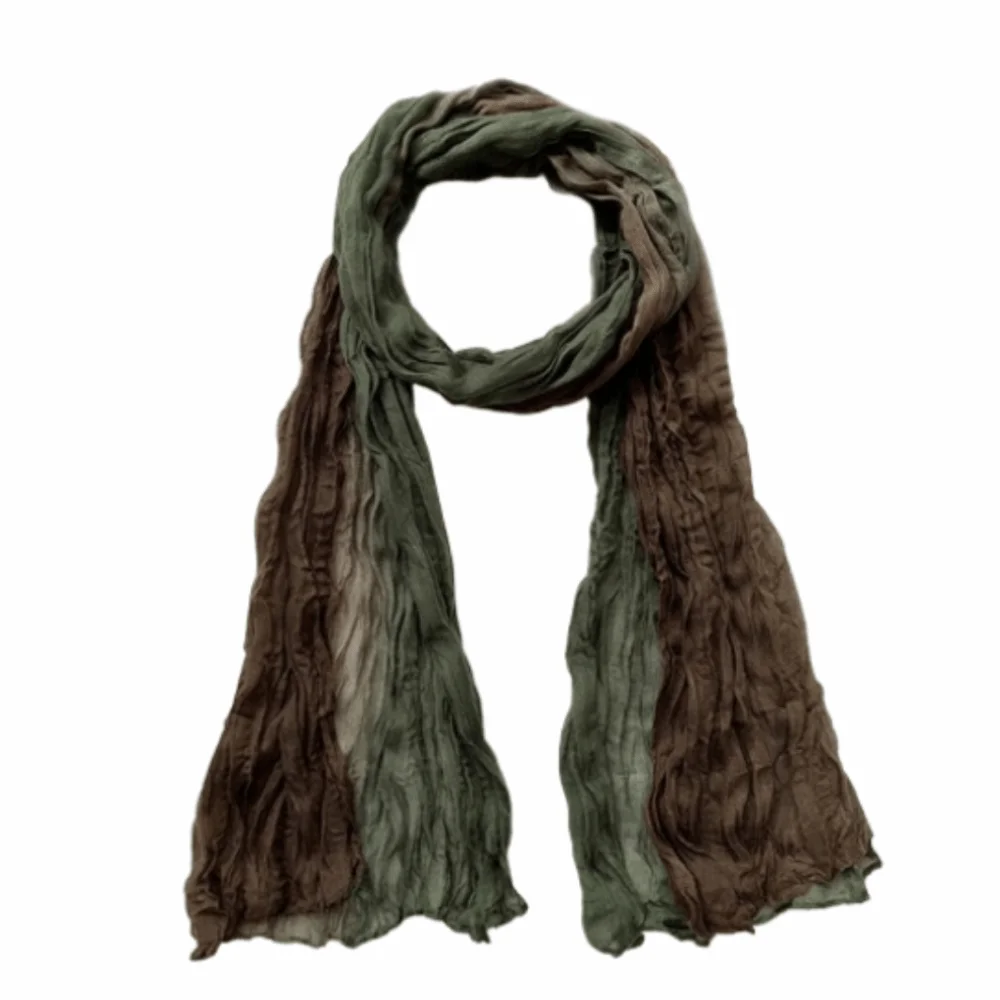 

Bohemian Women's Long Pleated Shawl Windproof Color-blocked Gradient Texture Scarf Lightweight Warm Bandana Shawl Wraps