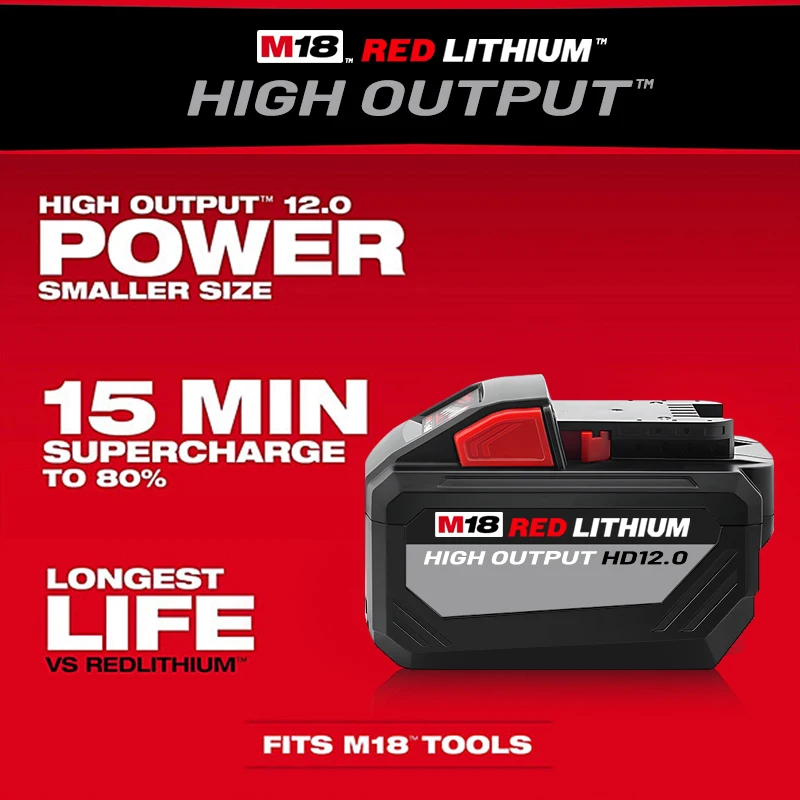 Original Milwaukee M18 18V 12.0Ah 15-Cells 21700 Li-ion Rechargeable Battery, Replacement, For 48-11-1815 48-11-1850 Power Tools 3