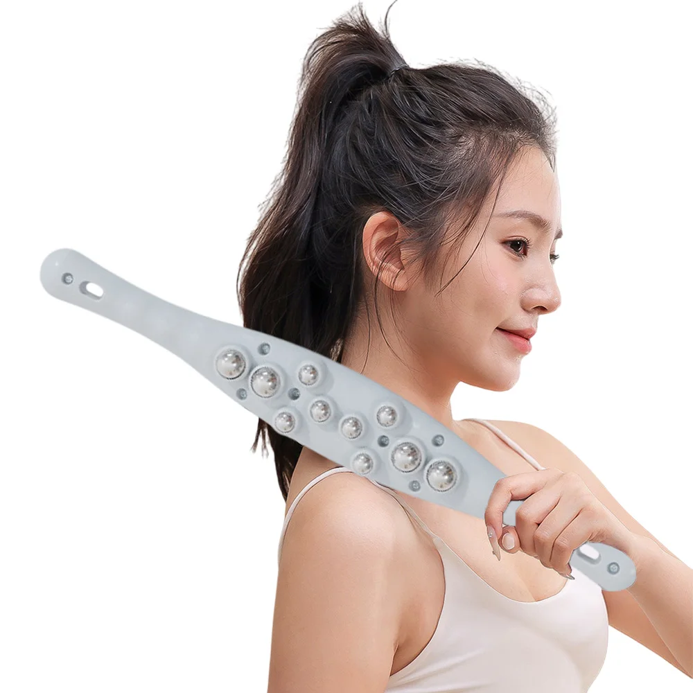 

Guasha Massage Roller Tool Magnet Therapy Body Scraping Lymphatic Drainage Massager 10 Steel Beads Point Treatment Gua Sha Stick