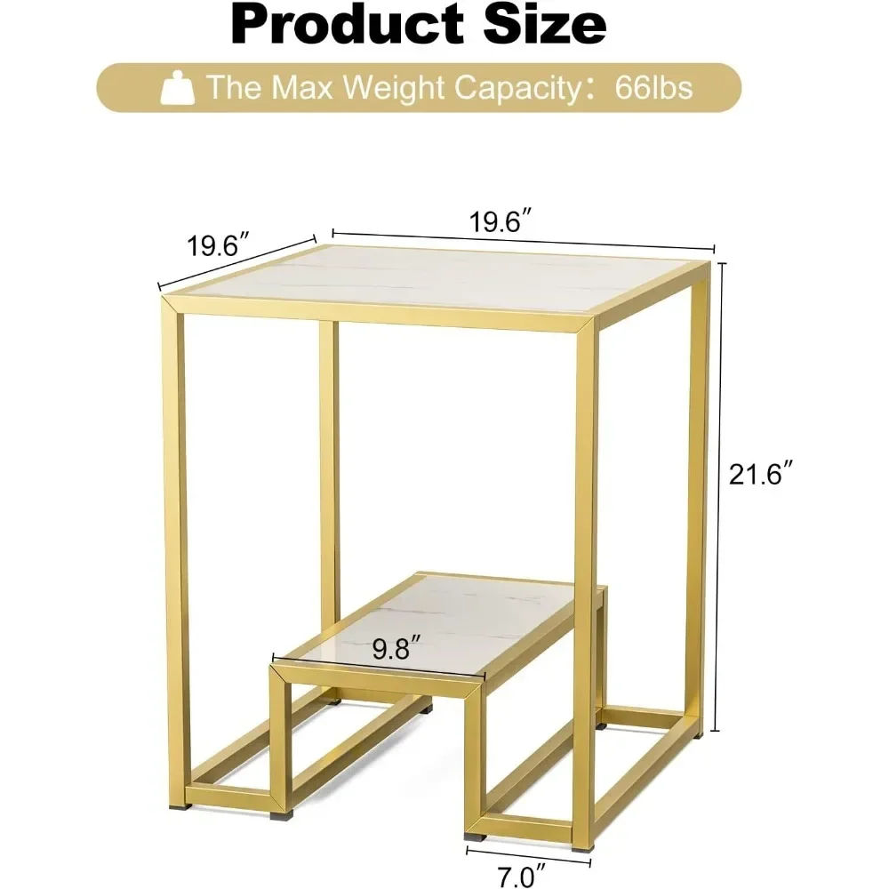 3 Piece Modern Marble Coffee Table Set, Coffee Table&2 Side Table with Gold Metal Frame and Storage Shelf,Living Room Table Sets