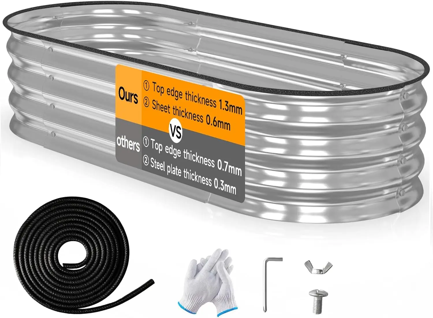 

Galvanized Raised Garden Bed Outdoor // 6×3×0.9 ft Oval Garden Bed for Gardening, Vegetables, Flowers // Sturdy Metal Planter Bo