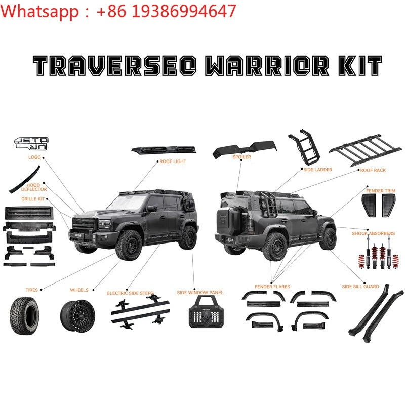 For Wholesale Upgrade Front Bumper Grille Rear Wing Fender Black Knight Style Body Kit for 2026 Jetour Traveller T2 Accessories