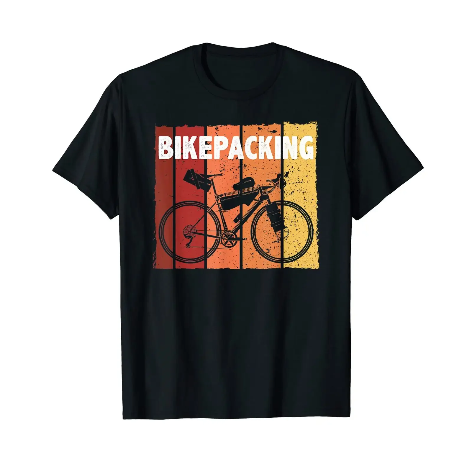 Vintage bikepacking graphic design T shirt black vintage Washed Versatile Stretched Breathable fashion Stylish Casual Slightly